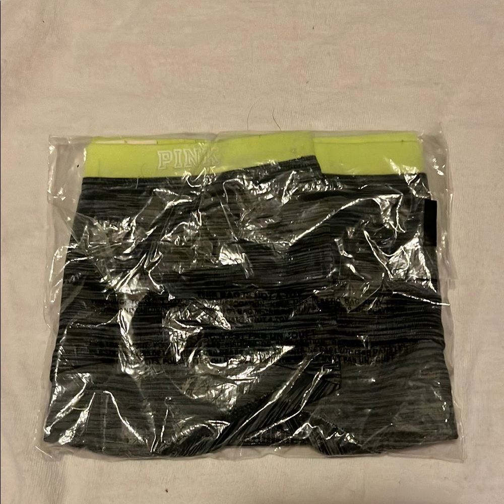 Victoria's Secret Black and Neon Yellow Leggings